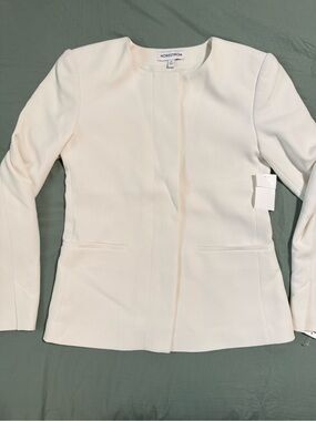 Nordstrom Ivory Collarless Blazer Jacket, Size Small